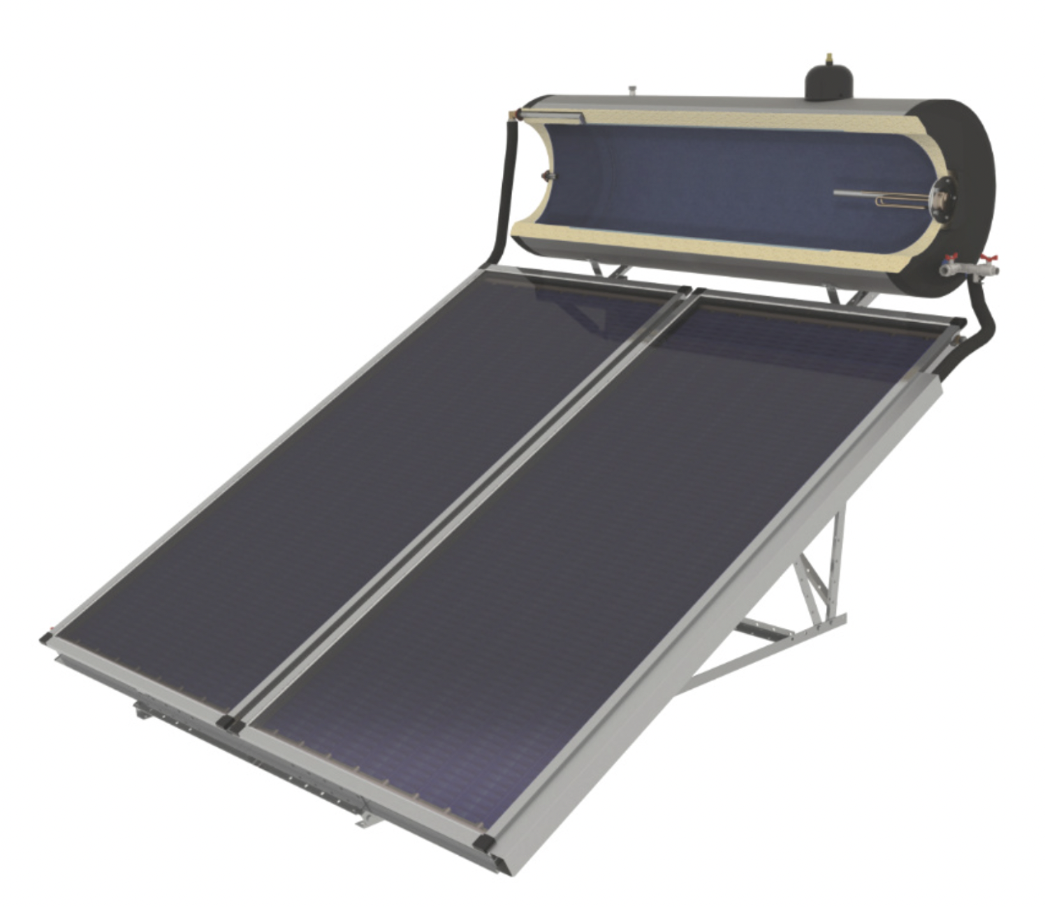 Chauffe-eau solaire 300 litres avec 2 capteurs solaires plan haute  performance FK200 soit 4,68m² + ballon solaire simple registre S300