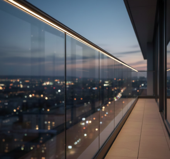 Main courante en aluminium avec emplacement LED – Ø 50 mm